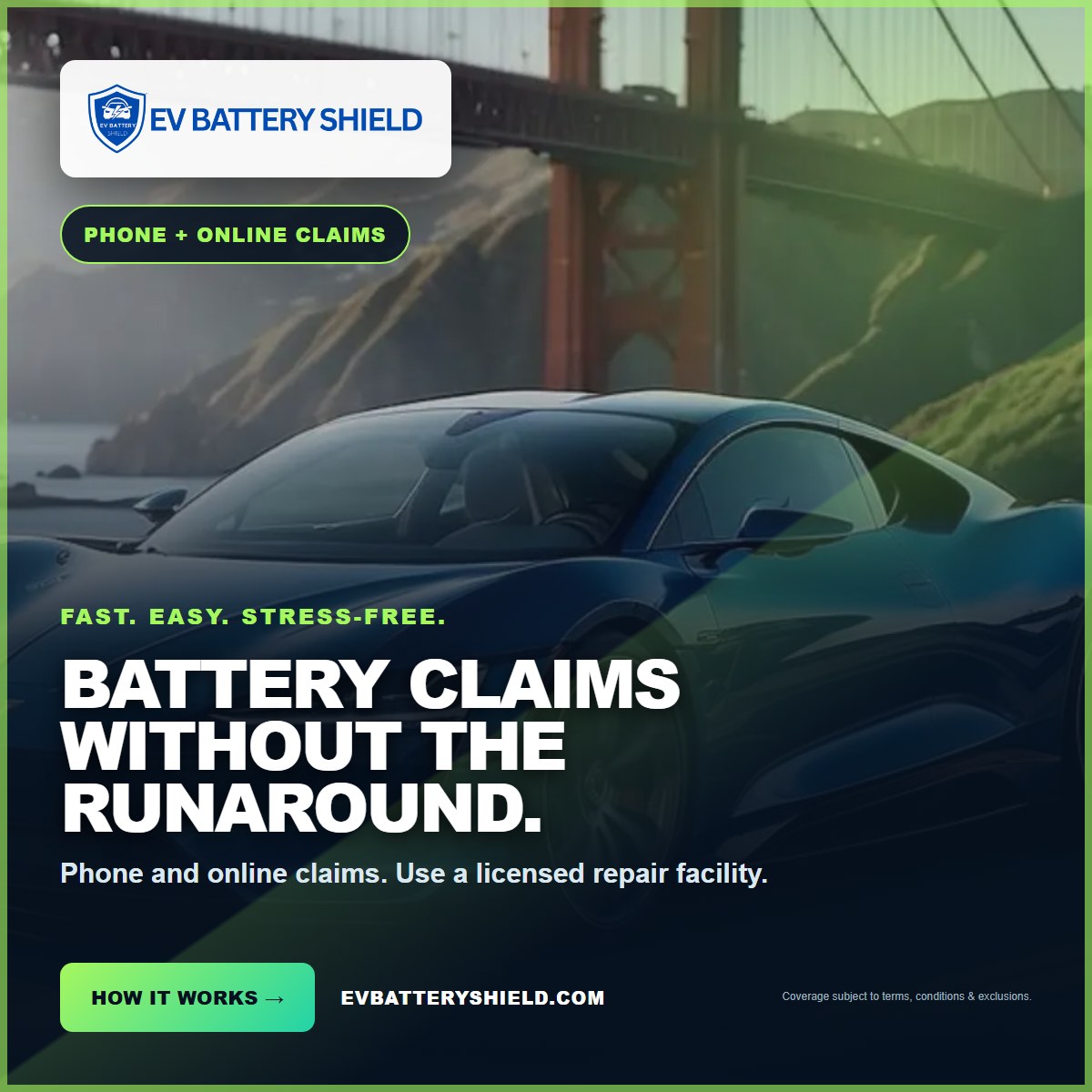 EV Battery Shield Simple Claims ad, 1200 by 1200