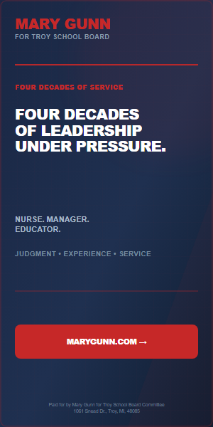 Mary Gunn Steady Leadership ad, 300 by 600